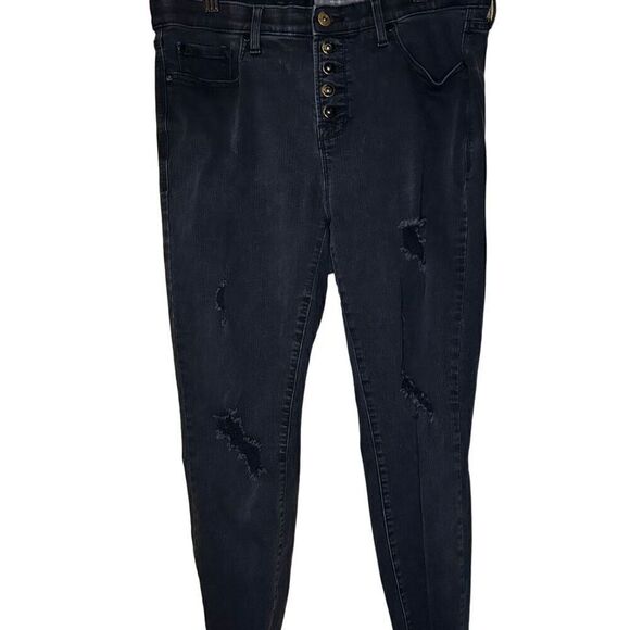 Torrid Sky High Skinny Black Distressed Jeans Stretch Women's High-Rise 16R - Picture 1 of 4